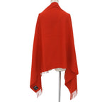 Hermes Cashmere 100% Logo Embroidery Solid Design with Fringe Large Scarf Shawl — view 3