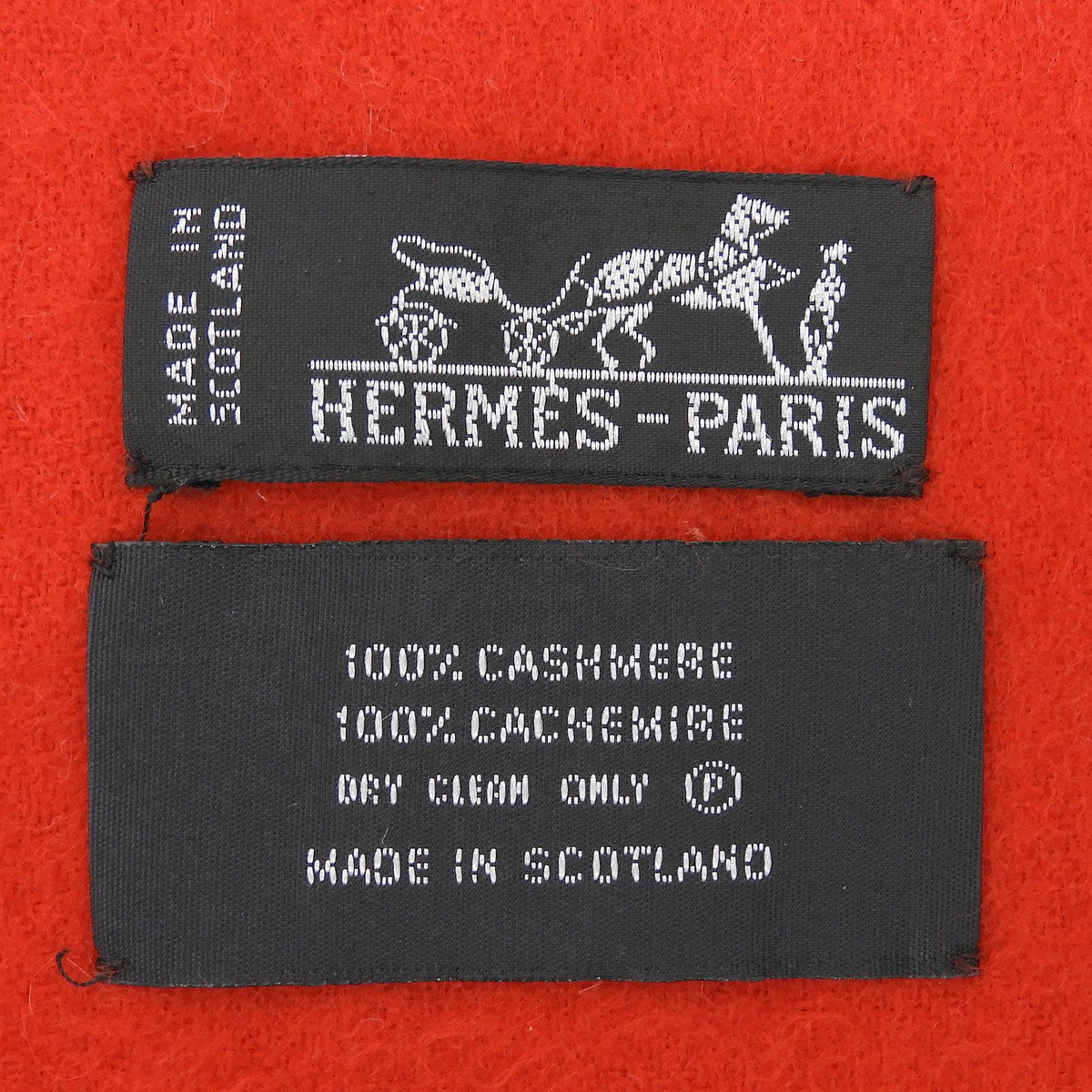 Hermes Cashmere 100% Logo Embroidery Solid Design with Fringe Large Scarf Shawl — view 8