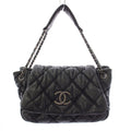Chanel Bubble Quilt Lambskin CC Logo Shoulder Bag Black