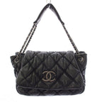 Chanel Bubble Quilt Lambskin CC Logo Shoulder Bag Black