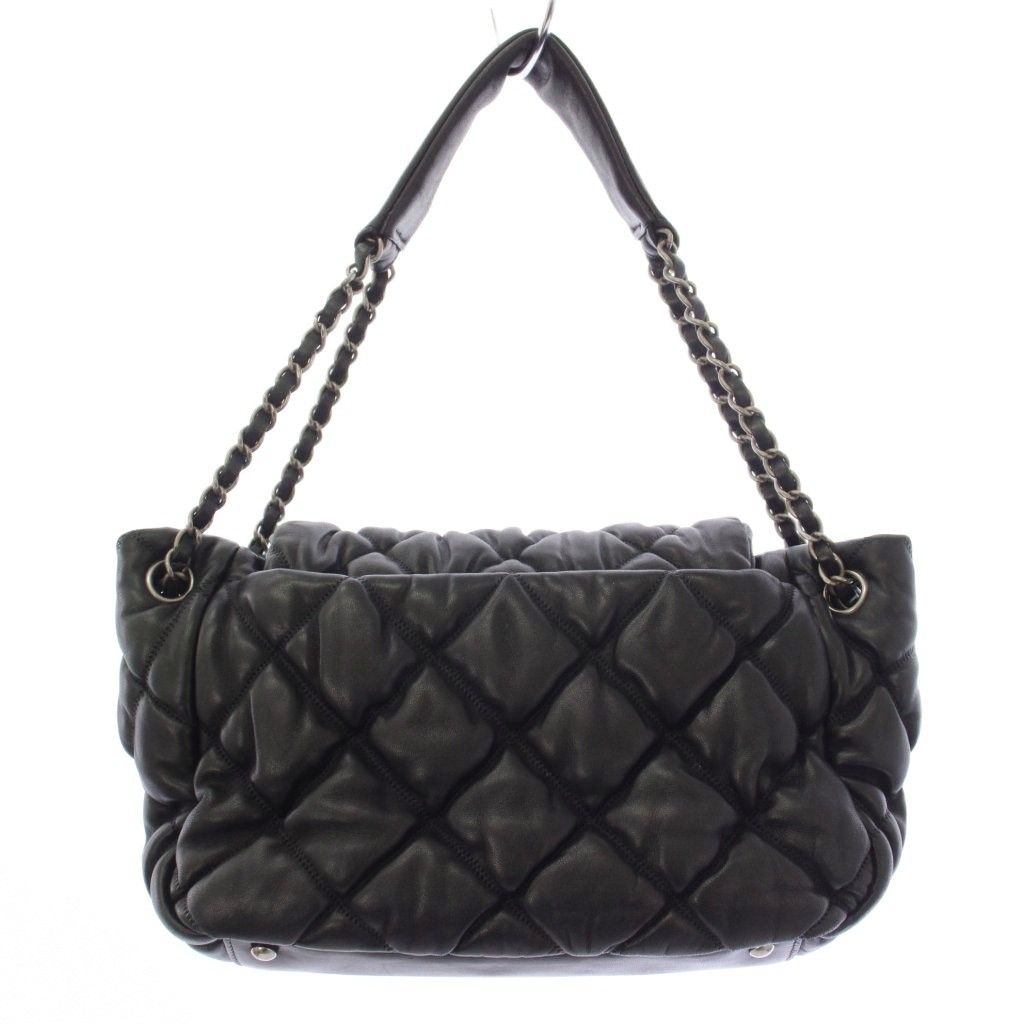 Chanel Bubble Quilt Lambskin CC Logo Shoulder Bag Black — view 2