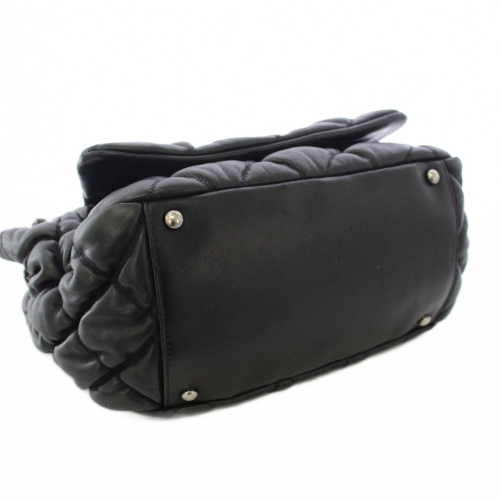 Chanel Bubble Quilt Lambskin CC Logo Shoulder Bag Black — view 4