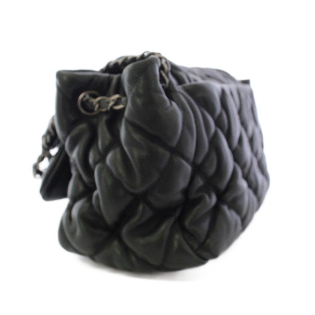 Chanel Bubble Quilt Lambskin CC Logo Shoulder Bag Black — view 3