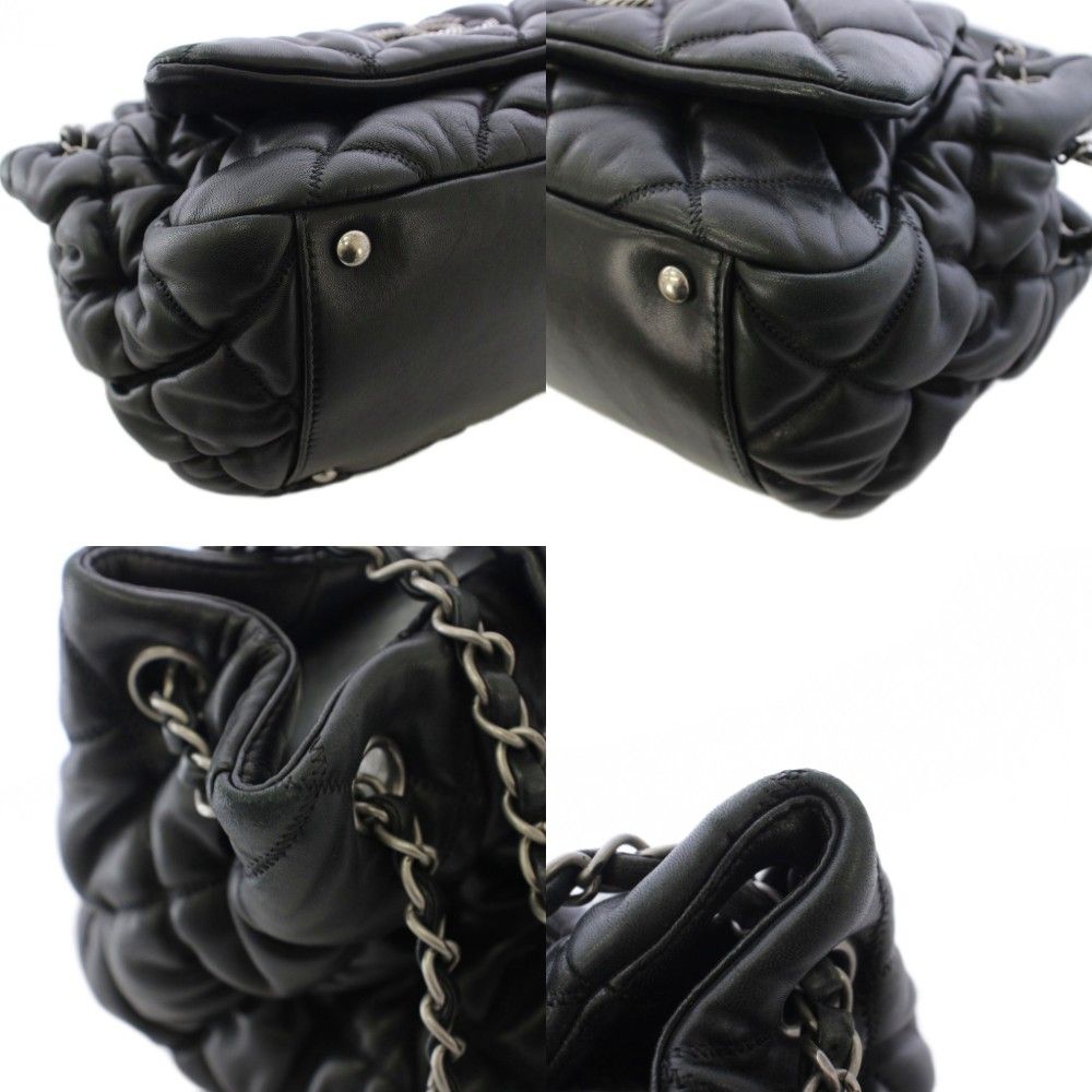 Chanel Bubble Quilt Lambskin CC Logo Shoulder Bag Black — view 8