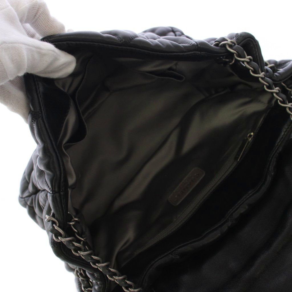 Chanel Bubble Quilt Lambskin CC Logo Shoulder Bag Black — view 6