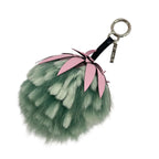 Fendi Key Holder Fruit Light Green Light Pink Multi Leather Fur