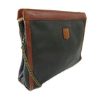 Celine Vintage Clutch Shoulder 2-Way Leather Chain Logo Black Brown — view 5