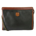 Celine Vintage Clutch Shoulder 2-Way Leather Chain Logo Black Brown