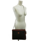 Celine Vintage Clutch Shoulder 2-Way Leather Chain Logo Black Brown — view 7