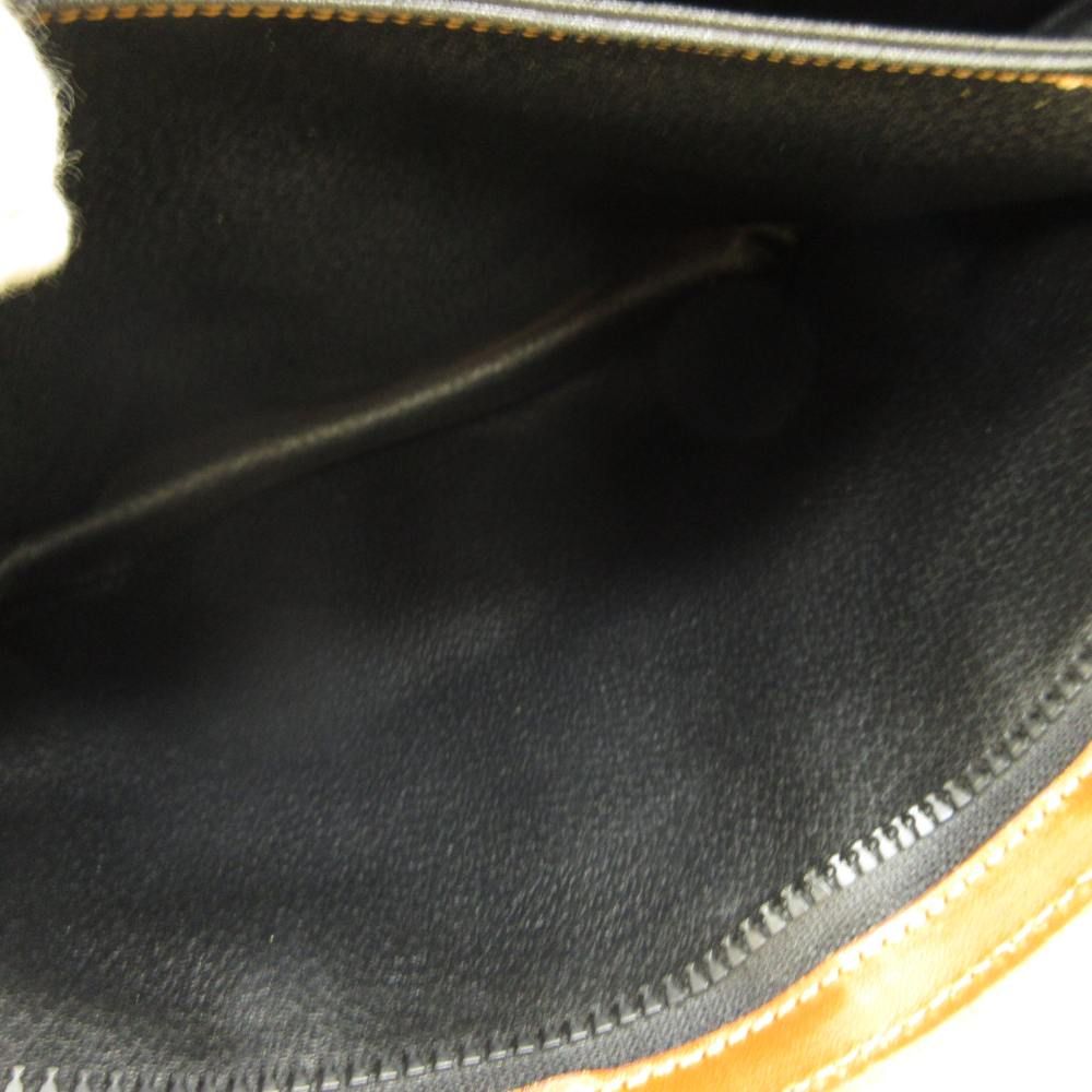 Celine Vintage Clutch Shoulder 2-Way Leather Chain Logo Black Brown — view 4