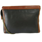 Celine Vintage Clutch Shoulder 2-Way Leather Chain Logo Black Brown — view 2