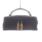 Gucci Pouch Vanity Canvas Leather Bamboo Black