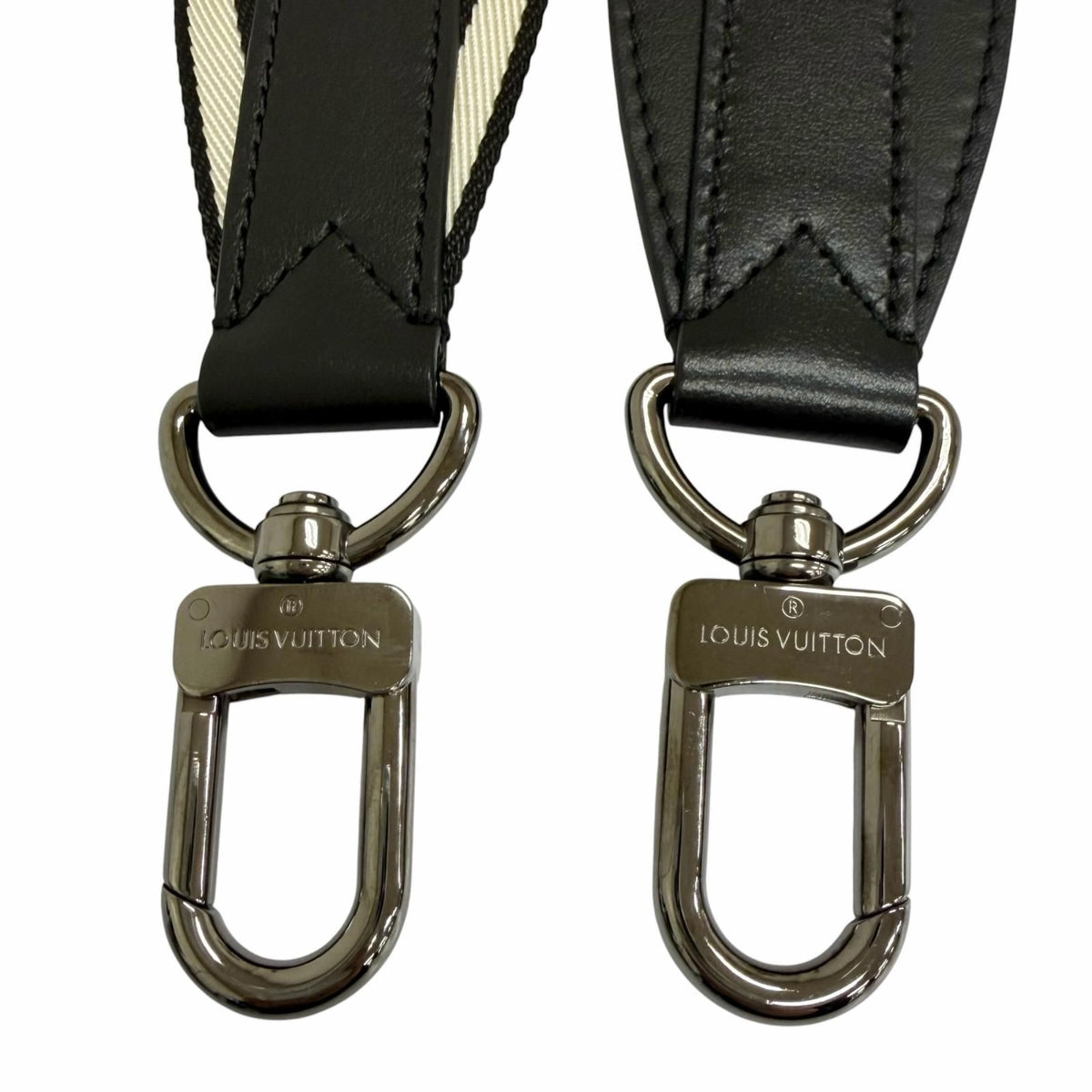 Louis Vuitton Leather Logo Design Shoulder Strap Black Silver — view 5