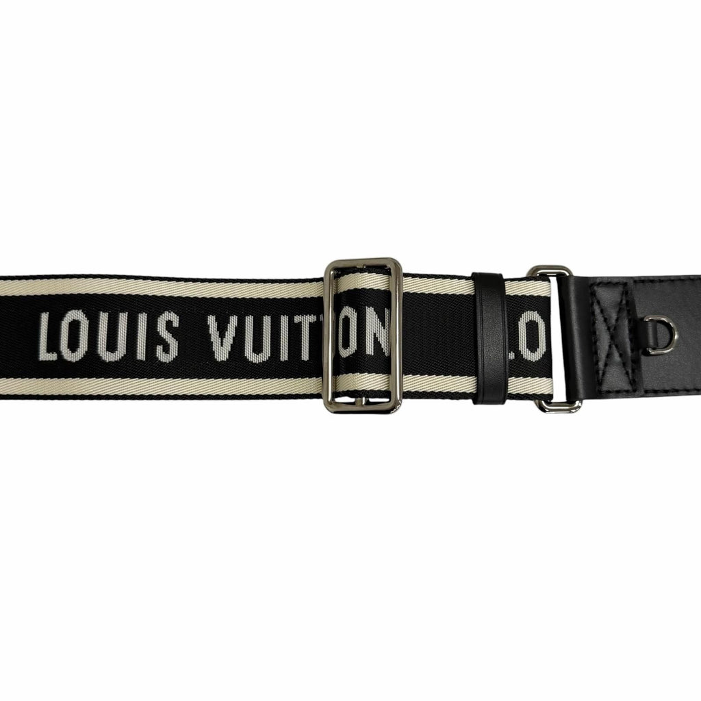 Louis Vuitton Leather Logo Design Shoulder Strap Black Silver — view 4