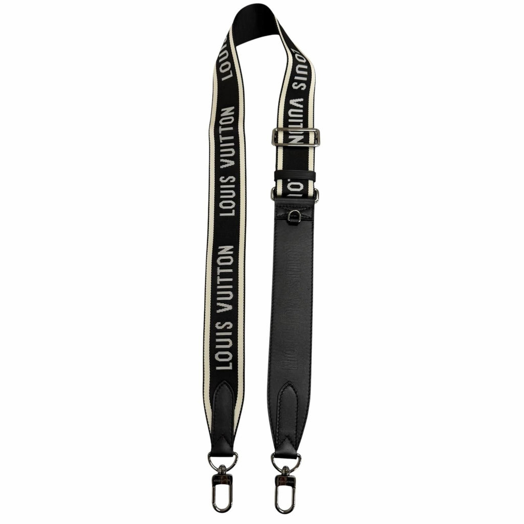 Louis Vuitton Leather Logo Design Shoulder Strap Black Silver — view 2