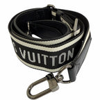 Louis Vuitton Leather Logo Design Shoulder Strap Black Silver