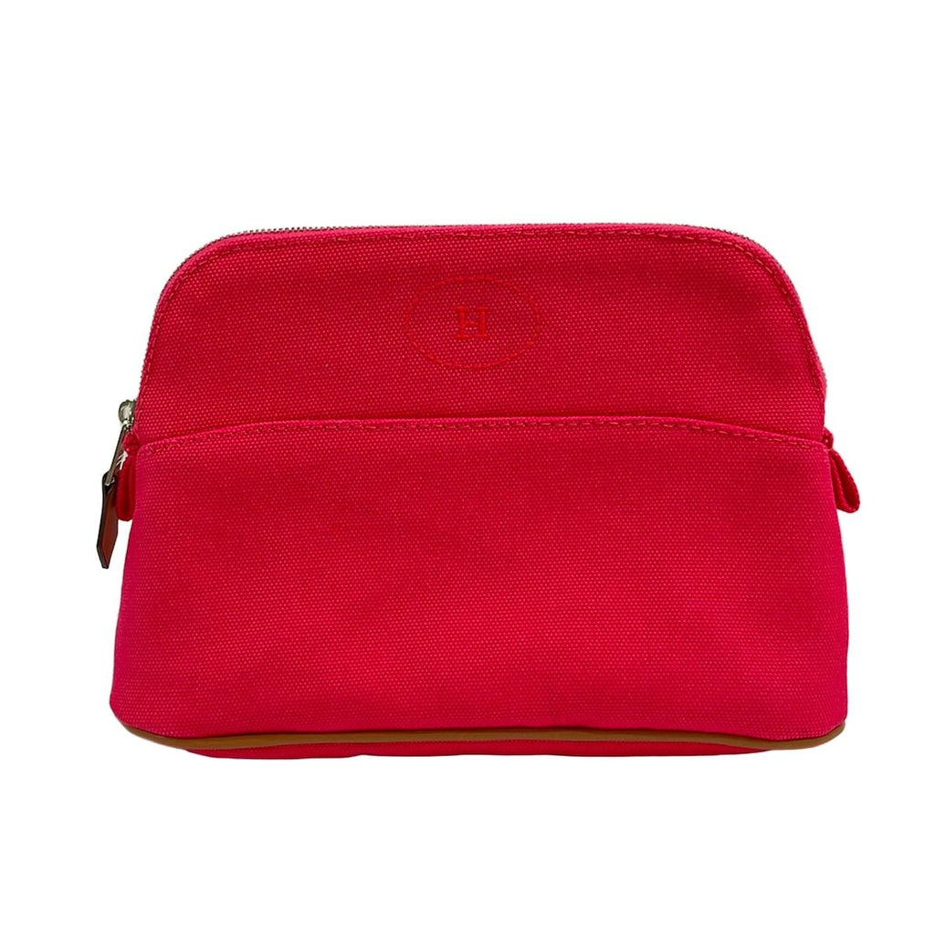Hermes Pouch Bolide 20 Pink Light Brown Silver Leather