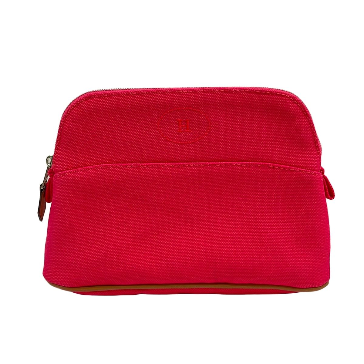 Hermes Pouch Bolide 20 Pink Light Brown Silver Leather