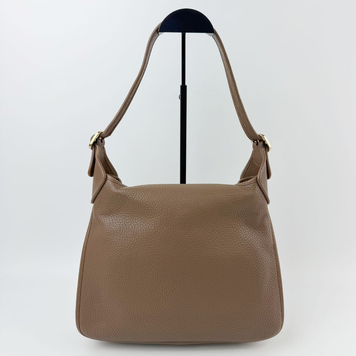 Loewe Anagram Embossed Flap Buckle Shoulder Bag Leather Greige Gold Vintage — view 2