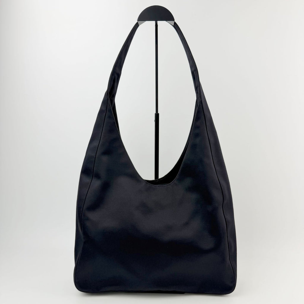 Prada Tessuto Triangle Logo Hobo Shoulder Bag Nylon Black Vintage — view 2