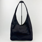 Prada Tessuto Triangle Logo Hobo Shoulder Bag Nylon Black Vintage — view 2