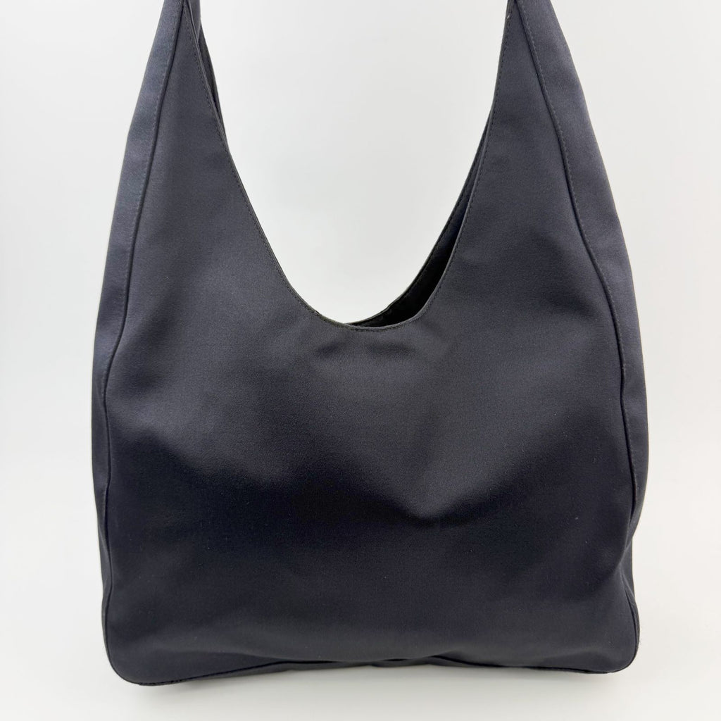 Prada Tessuto Triangle Logo Hobo Shoulder Bag Nylon Black Vintage — view 4