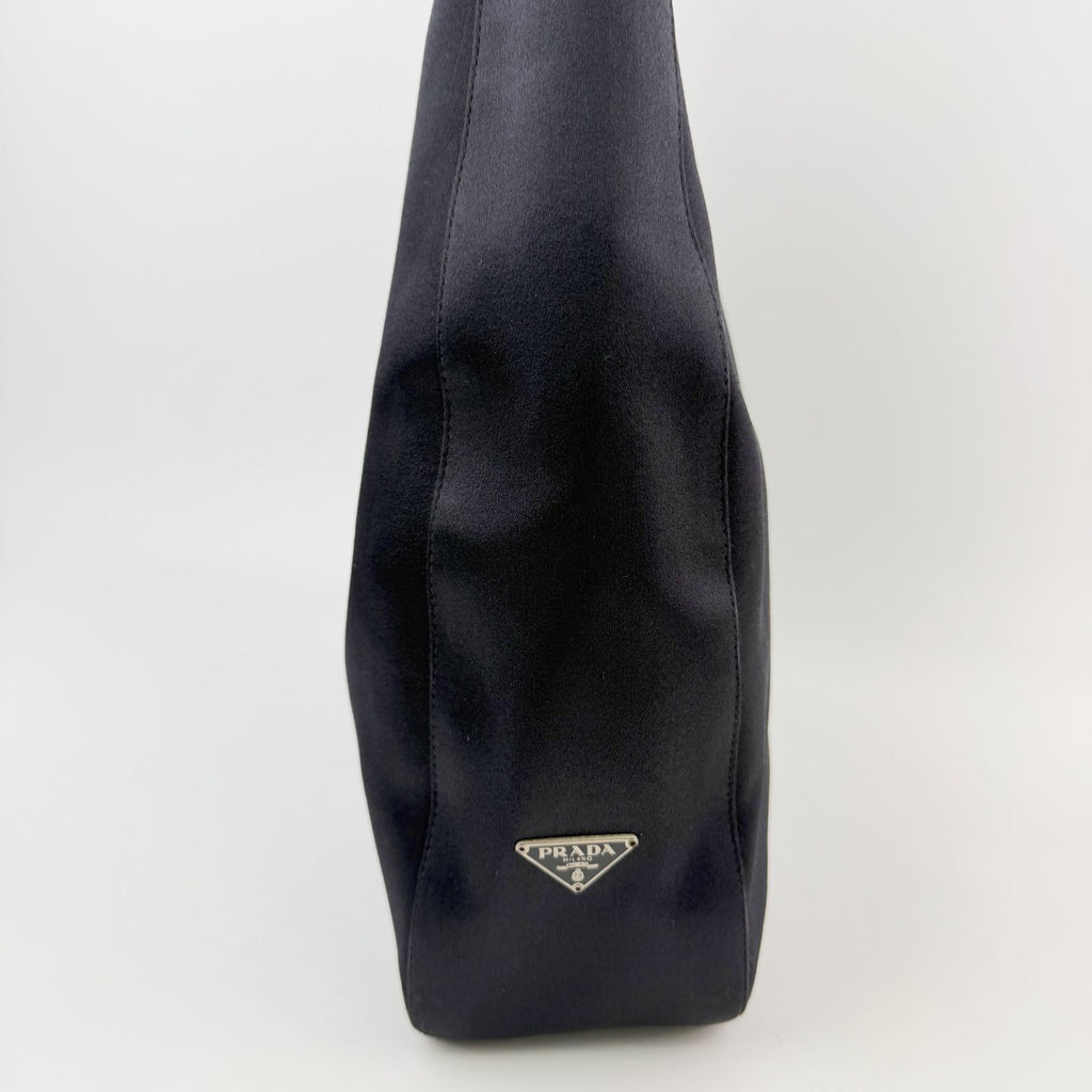Prada Tessuto Triangle Logo Hobo Shoulder Bag Nylon Black Vintage — view 5