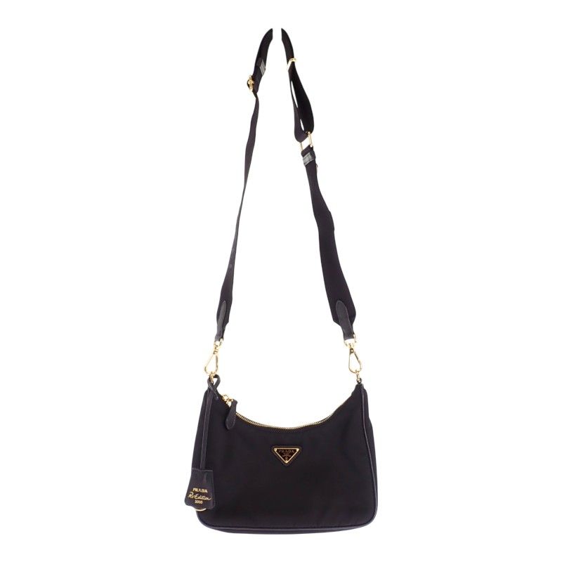Prada Re-Nylon Bag 2-Way Bag Nylon Black Gold — view 8
