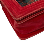 Chanel CC Logo Boy 25 Chain Shoulder Bag Red Antique Gold Velour Leather — view 5