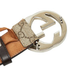 Gucci Interlocking G GG Supreme Leather Belt Logo Buckle Beige — view 5