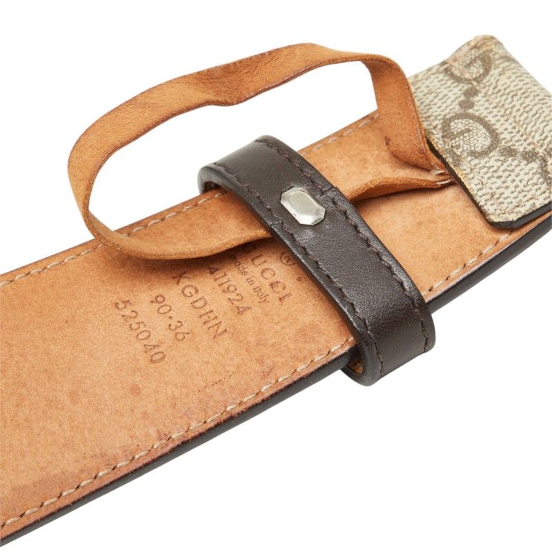 Gucci Interlocking G GG Supreme Leather Belt Logo Buckle Beige — view 6