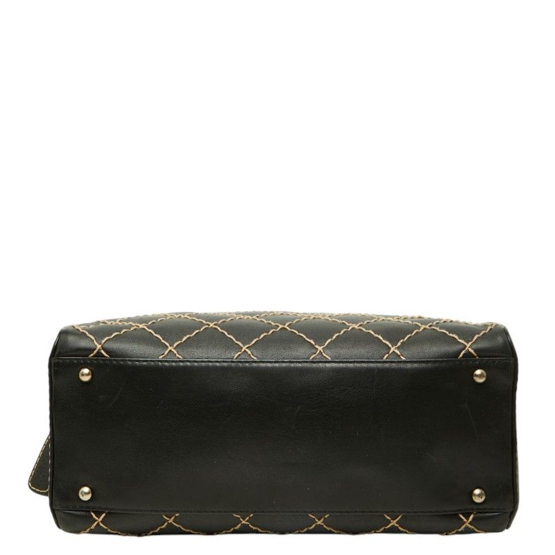 Chanel CC Logo Wild Stitch Mini Boston Bag Black Leather — view 3