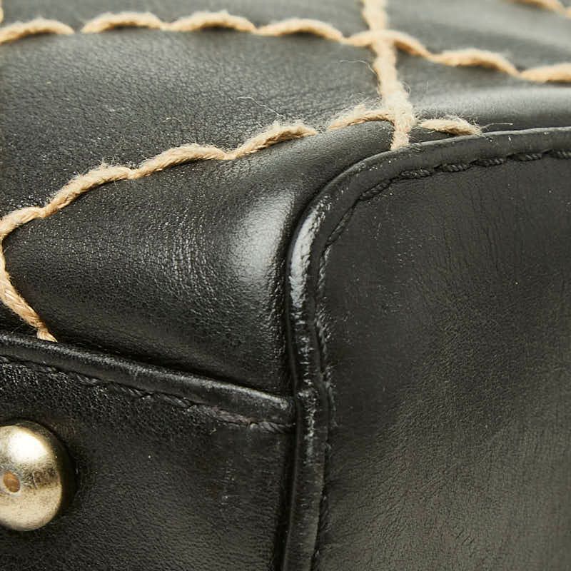 Chanel CC Logo Wild Stitch Mini Boston Bag Black Leather — view 4