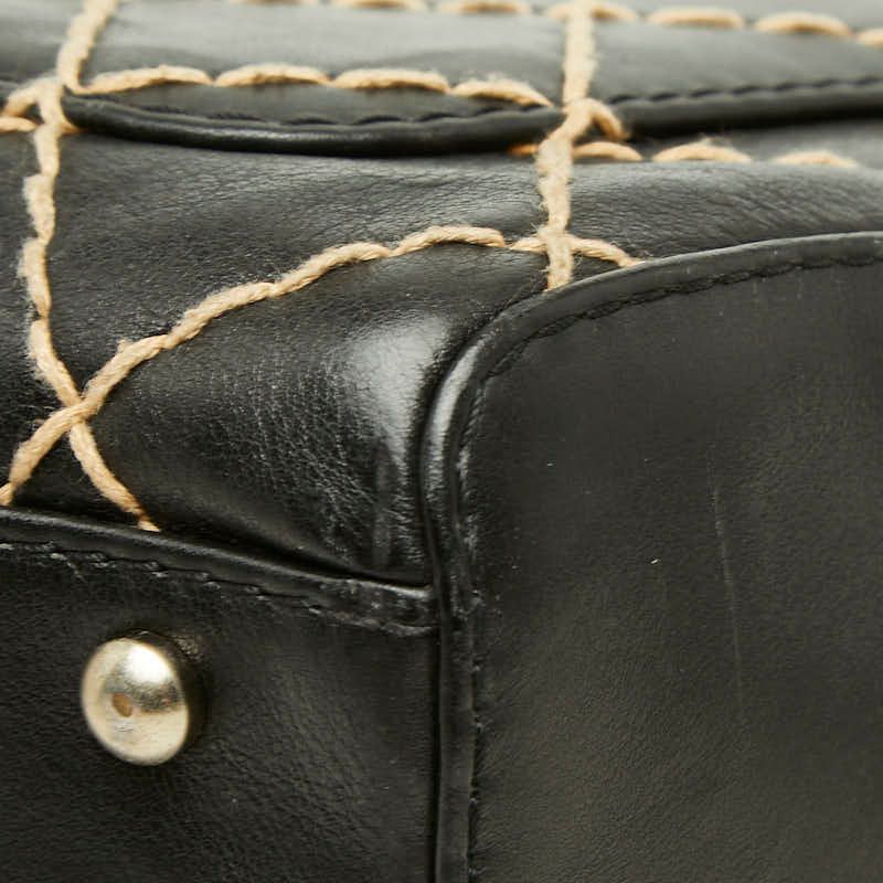 Chanel CC Logo Wild Stitch Mini Boston Bag Black Leather — view 5