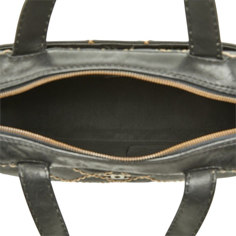 Chanel CC Logo Wild Stitch Mini Boston Bag Black Leather — view 8