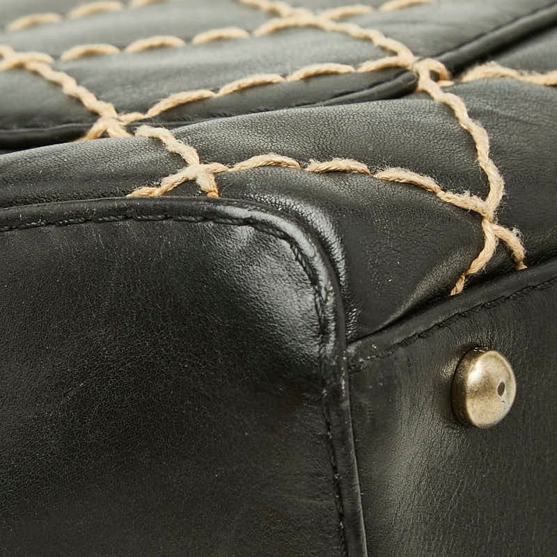 Chanel CC Logo Wild Stitch Mini Boston Bag Black Leather — view 6