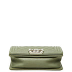 Chanel Quilted CC Logo Boy 20 Chain Shoulder Bag Mini Olive Green Silver Caviar — view 3