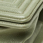 Chanel Quilted CC Logo Boy 20 Chain Shoulder Bag Mini Olive Green Silver Caviar — view 4
