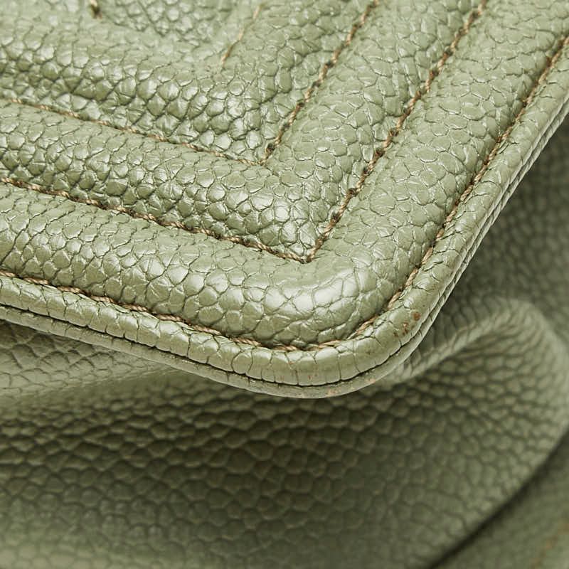 Chanel Quilted CC Logo Boy 20 Chain Shoulder Bag Mini Olive Green Silver Caviar — view 6