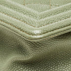Chanel Quilted CC Logo Boy 20 Chain Shoulder Bag Mini Olive Green Silver Caviar — view 7