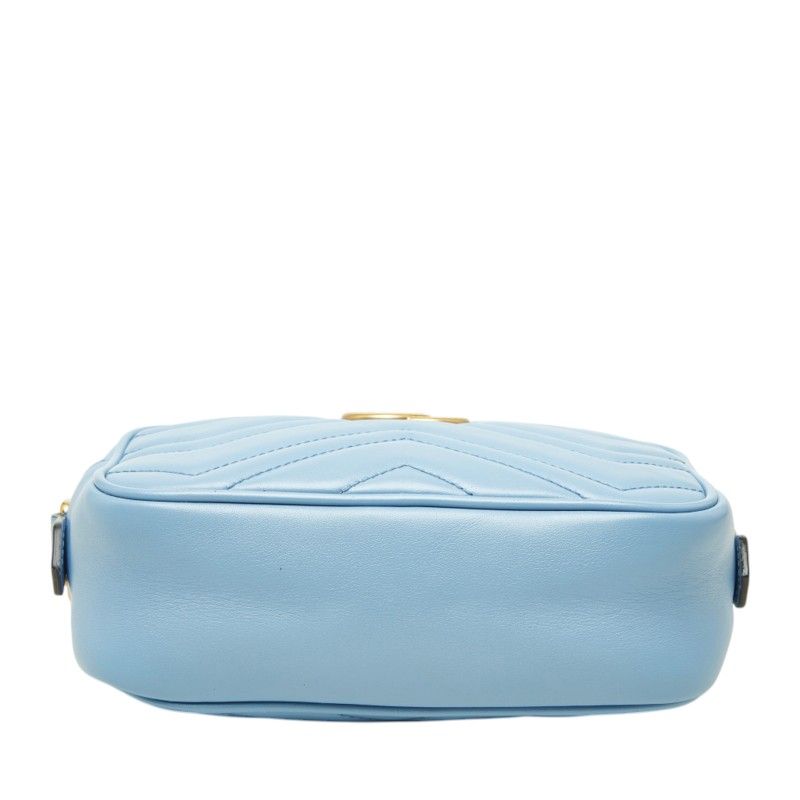 Gucci GG Marmont Quilted Camera Bag Crossbody Light Blue Leather — view 3