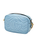 Gucci GG Marmont Quilted Camera Bag Crossbody Light Blue Leather — view 2