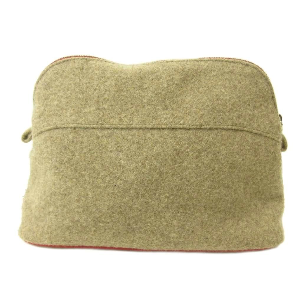 Hermes Bolide 25 Pouch Felt Wool H Logo Embroidery Beige — view 2