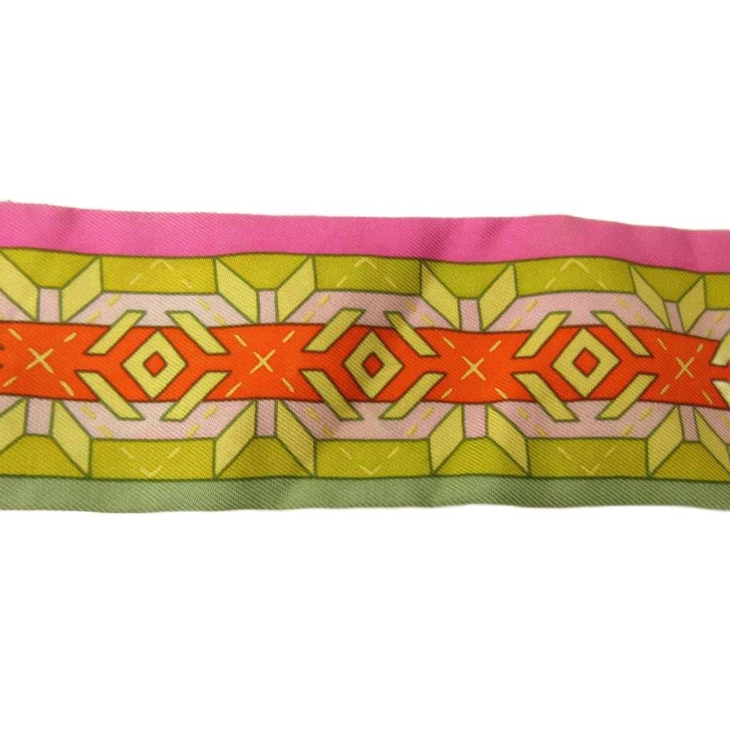 Hermes Mexico Belles du Mexique Twilly Scarf All Over Print Silk Pink — view 4