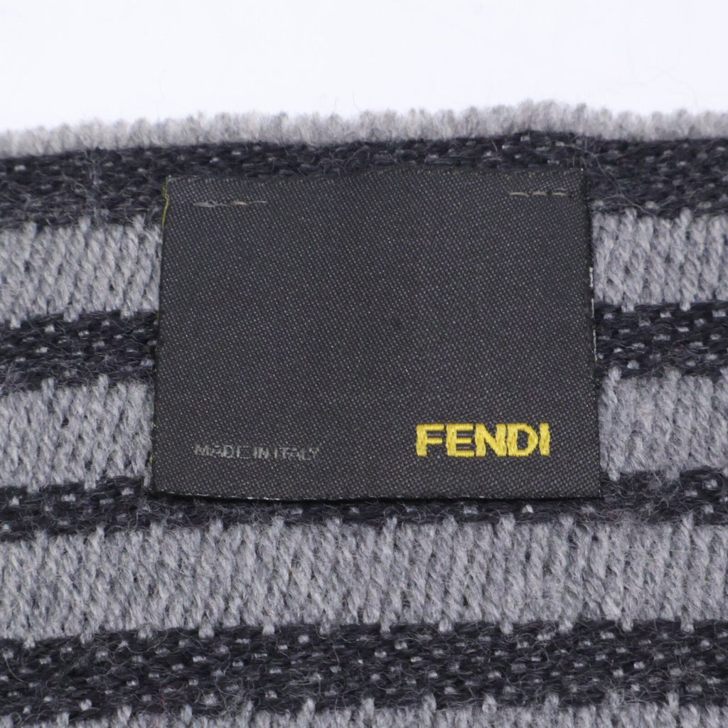 Fendi Wool Fringe Scarf Gray — view 5