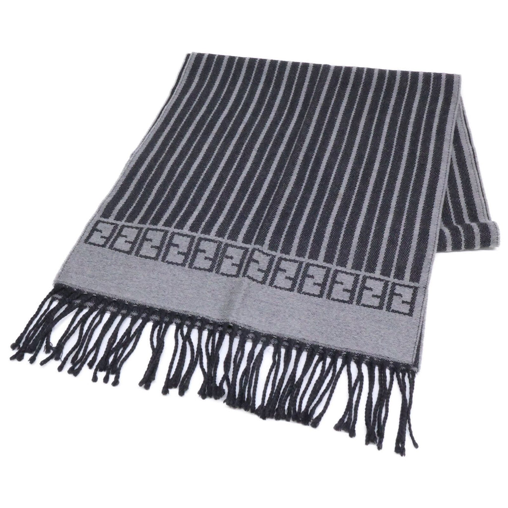 Fendi Wool Fringe Scarf Gray
