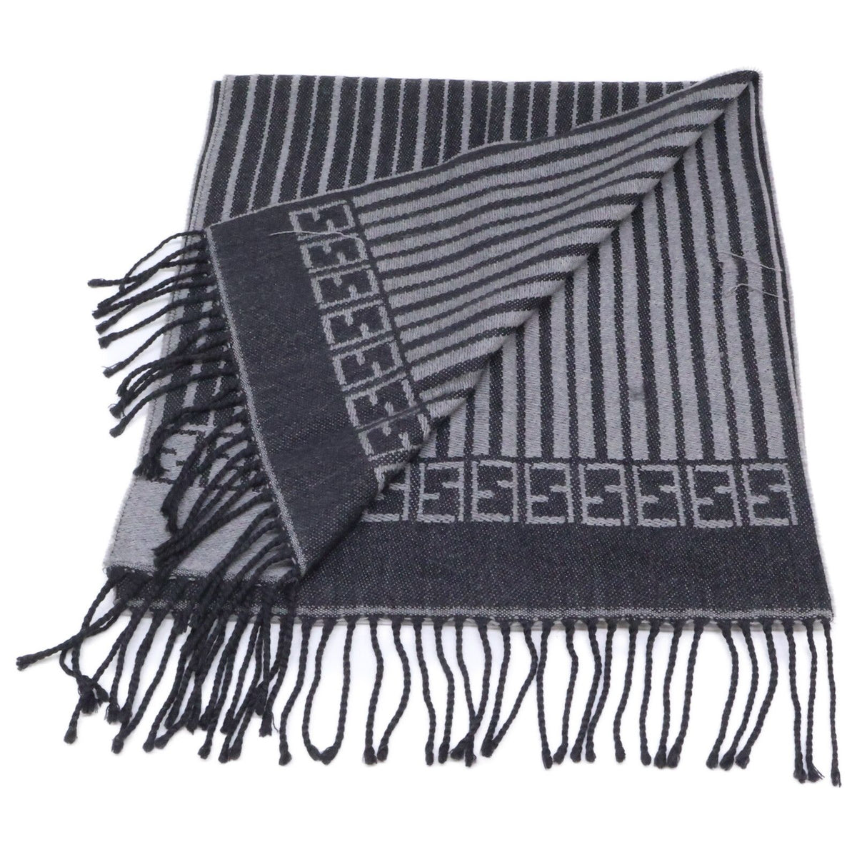Fendi Wool Fringe Scarf Gray — view 4