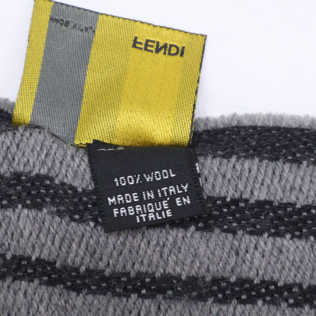 Fendi Wool Fringe Scarf Gray — view 6