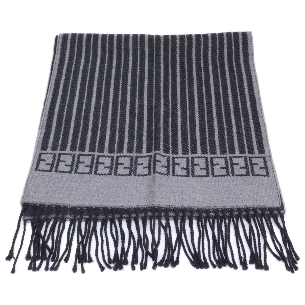 Fendi Wool Fringe Scarf Gray — view 2