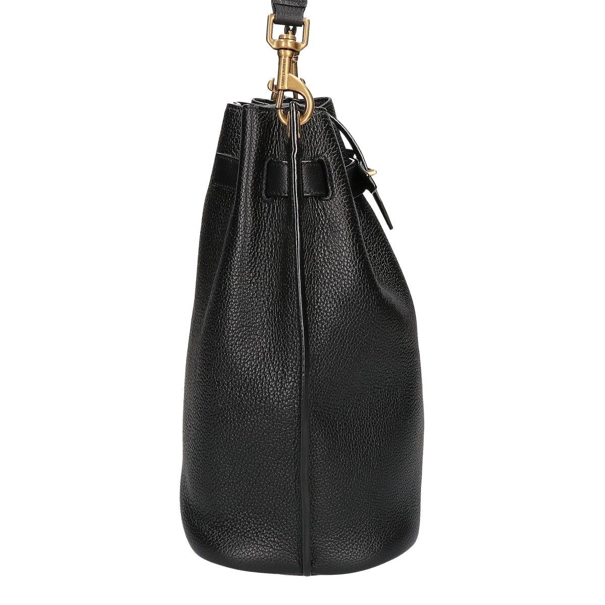Saint Laurent Paris Leather Boucle Bucket Bag — view 4